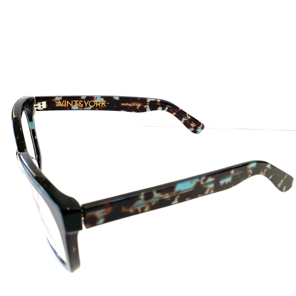 Vint & York “Ritzy” Eyeglass Frames Dark Brown Tortoise & Turquoise Blue - Picture 9 of 16